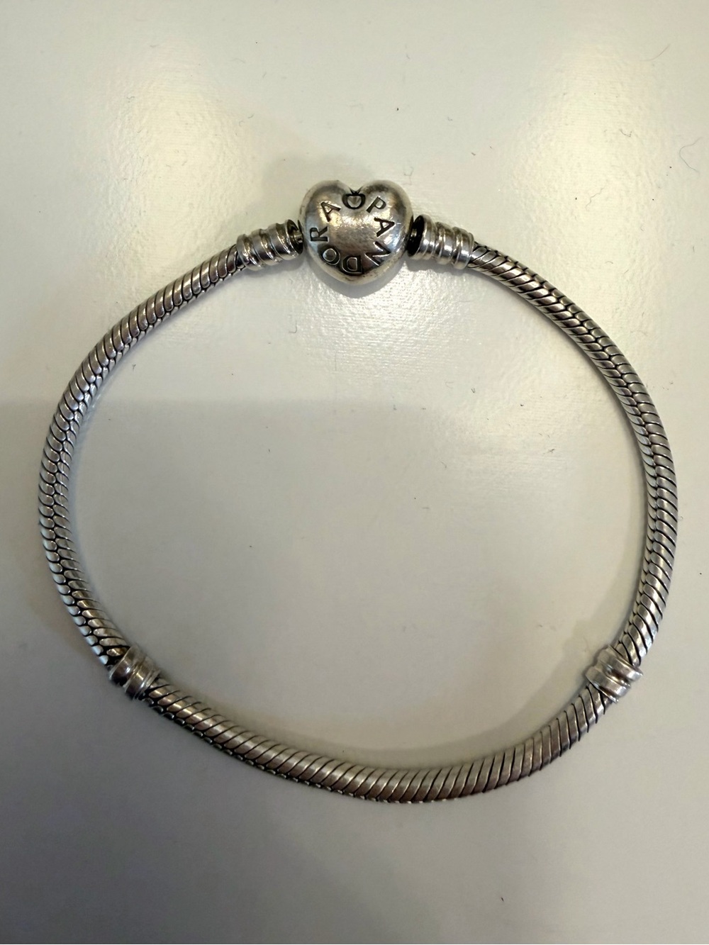 Pandora Heart Clasp Snake Chain Bracelet - Silver *new*